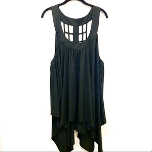 Torrid Black Sharkbite Tank Top w/ Lattice Back